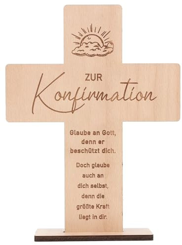 Spruchreif | Holzkreuz mit Gravur | Holzaufsteller Kreuz | Geschenke aus Holz | Christliche Geschenk | Geschenk Konfirmation