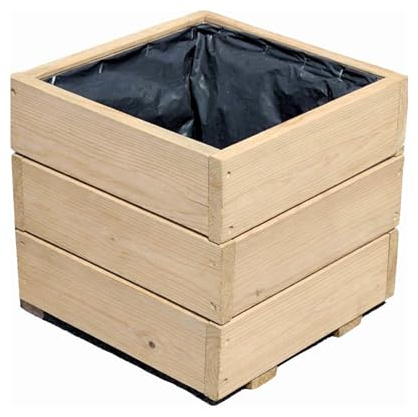 Pflanzkübel Holz (30 x 30 x 28 cm) – Blumenkasten Balkon & Terrasse, Pflanzkasten Wetterfest, Kräuterbeet Hochbeet Klein D23