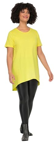 Angel of Style Damen große Größen Übergrößen Plus Size Longshirt, Rundhals, Halbarm, gerundeter Saum zitronengelb 58 832019605-58