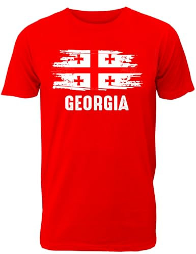 Herren T-Shirt mit Georgien Länder Fahne/Flagge für Fans & Supporter und Fußball EM WM - auch als Geschenk für Fußball Trikot Fans