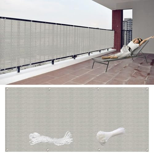 GAIFNAG Balkon Sichtschutz Balkonabdeckung 130 x 950 cm Sichtschutz Sichtschutzzaun, Balkonverkleidung Balkonbespannung HDPE 220G/M², Wind- Und Uv-Schutz für Balkon Terrasse Garten, Grau