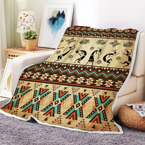 Southwestern Überwurfdecke, Azteken-Überwurfdecken, Südwest-Indianer-Überwurfdecke, Western-Ethno-Stammes-, Vintage-Flanelldecke, Boho-geometrische Retro-Decke für Couch, Bett, Stuhl, Dekoration,