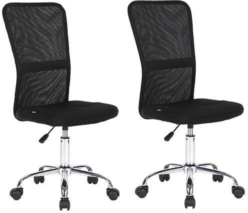 Mingone 2er-Set Bürostuhl Ergonomisch Schreibtischstuhl aus Mesh Höhenverstellbarer Drehstuhl 360° Drehbarer Computerstuhl mit Lendenwirbelstütze Belastbar bis 150kg, Schwarz
