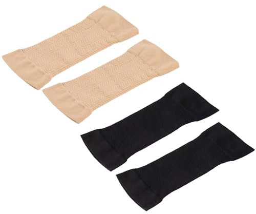 Mangas de Brazo de Mujer,2 Pares Mangas Moldeadoras de Brazo para Mujer,Manga de Compresión,Moldeadores de Brazo,Adelgazante Brazo,Elástica Cubre Brazos,para Ciclismo,Correr,Senderismo(Negro+Beis)