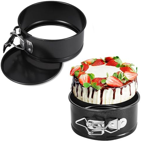 Roysmart 2 Stück Mini Rund Backformen, 11cm Kleine Rund Springformen Kuchenform Backform, Mini Rund Kuchenbackformen mit Antihaftbeschichtung