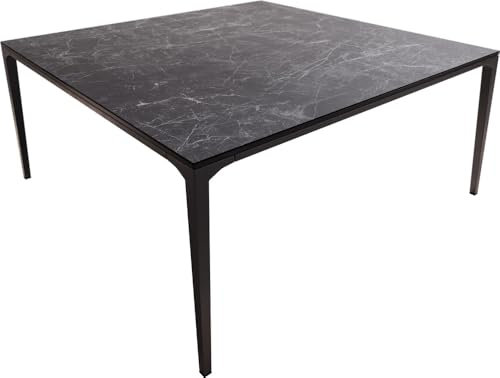 DELIFE Wohnzimmertisch Levente Keramik Laminam® Nero Greco Anthrazit 85x85 cm Gestell Metall Schwarz