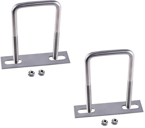 GIVIHGETI Lot de 2 vis en U M10 120 x 160 mm Boulon en U Arceau Carré M10 avec écrou Sangles de cadre Boulon à étrier Rondelle pour tube Diamètre Fixation Voiture Remorquage
