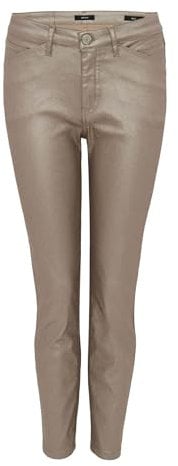 OPUS Damen Slim | Skinny Jeans Emily Classy Mid Rise mit Coating warm Taupe, 34 L28