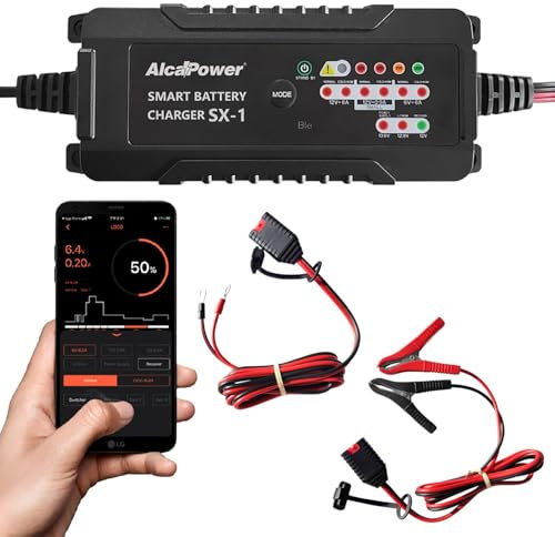 Alcapower SX-1 Carica batterie smart mantenitore di corrente per auto e moto, switching automatico 6A 6V/12V, funzione ripristino batteria