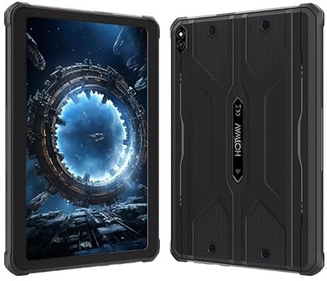 HOTWAV R8 Rugged Tablet Android 14, 10.1 inch HD+ Display 10800mAh Tablet, 12GB RAM+128GB ROM+1TB Outdoor Tablet (Black)