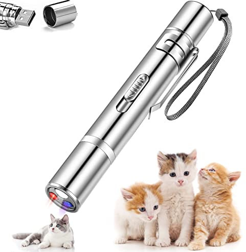 Unnderwiss Juguetes Interactivos para Gatos 4 en 1 - Cat Toys Multimode 5 Patrones - Herramienta de Entrenamiento para Gato y Perro Cazador
