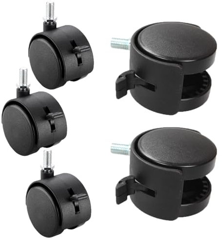 YQOLG87 5Pièces Roues pivotantes pour Chaise de Bureau avec Frein,Roulette Universelles en Nylon pour Meubles,roulettes de Remplacement avec Tige filetée M6/8/10,pour Chariot,M10