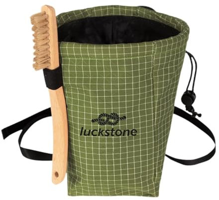 Rock Climbing Chalk Bag Bouldering Chalk Bag Bucket Gym Chalk Bag Multifunctional Gym Pouch Storage Bag with Brush and Adjustable Belt for Climbing, Cross Fit, Weight Lifting (Green)