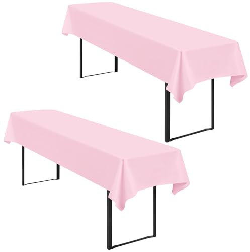 2 Stück Tischdecke Bierzeltgarnitur 100 x 250cm Biertisch Tischdecke wasserdichte Polyester Tischdecke Rosa Biertischdecke für 50 und 70cm Biertische, Rechteckige Tischdecken für Hochzeitsfeiern