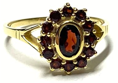 Goldring 333/- Gold Granat rot Schmuckring Ring #58