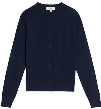 Marks & Spencer Cardigan à col Rond et Fermeture Avant boutonnée Bleu Marine UK 12 (EU 40)