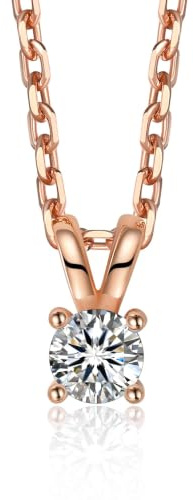 MomentWish Collana Moissanite Donna Argento 925 Oro Giallo Oro Rosa | 0,3/0,5/1/2 Carati Diamante Solitario Argento 925 Oro Giallo Oro Rosa Gioiello Regalo di Natale per Donna