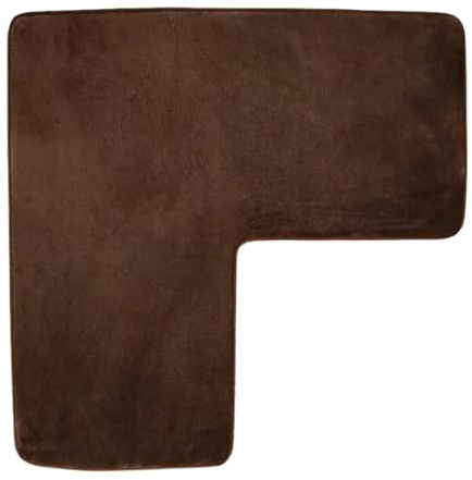 Baoblaze Tapis de Bain de Douche D'Angle Carré Tapis de Sol Moelleux et Absorbant avec Conception En L pour Un Entretien Facile Par Lavage En Machine, Brun