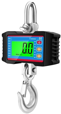Bilancia for gru da 1500 kg/2000 kg Bilancia industriale digitale con gancio di sospensione con blocco automatico LCD, Preciso e Versatile(2000KG)