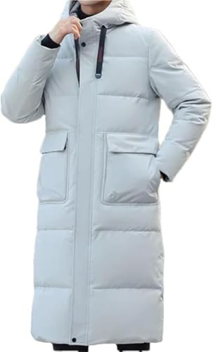 SDKOLPBNMZX Mens Full Length Hooded Parka Functional Pockets System Premium Down Filled Overcoat for Subzero Temperature Protection(White,XX-Large)