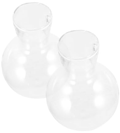 DOITOOL 2 Stück Teiliges Tisch vasen aus Klarem Hochborosilikat Glas mit Holzständer Dekorative Hydroponik blumenvase für Zimmerpflanzen als Stilvolles Wohn Büro dekoaccessoire