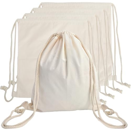 5 pcs Turnbeutel Sportbeutel, Stoffbeutel mit Kordelzug Baumwolle 35x40cm | Baumwollbeutel mit Kordelzug, Turnbeutel zum Bemalen, für Schule, Alltag, Freizeit als Everyday Bag