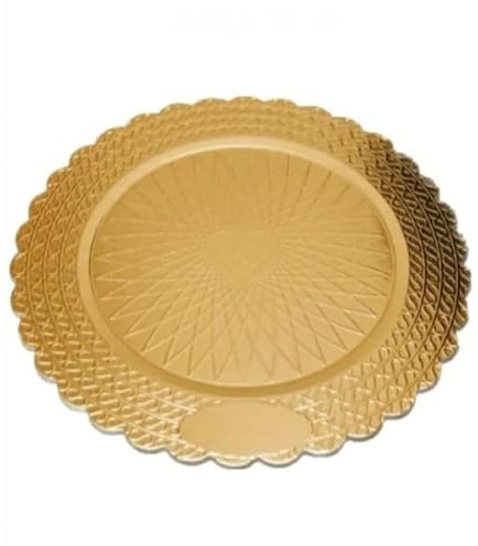 Generico 10 pezzi vassoio 22 cm tondo in cartoncino oro piatto sottotorta ala con bordo smerlato