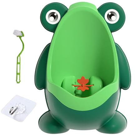 Kids Frog Potty Urinal, Interactive Toilet Training Aid, Removable Easy Clean Bowl, Splash Guard Leak Resistant, Strong Suction Installation, for Boys Bathroom Nighttime Travel Home Use