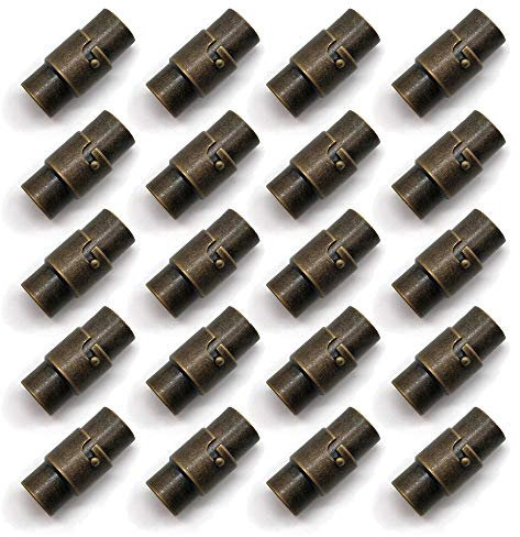 REKYO 20 PCS En Cuir Cordon Fin Fermoir Magnétique/Cap Avec Mécanisme Cuir Corde Bracelet Boucle De Verrouillage (Bronze rétro, 3MM)