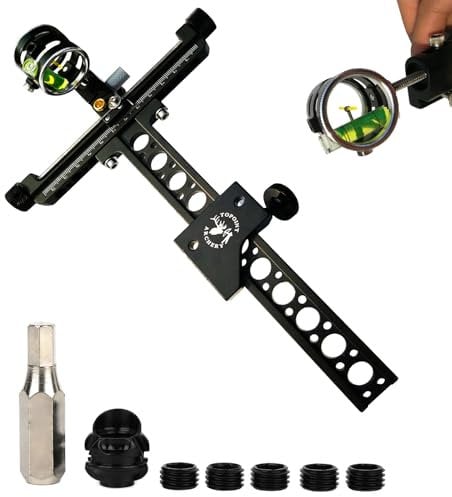 Bogenschießen Bogenvisier 1 Pin 0.059 Compoundbogen Visier 4X Linsenlupe mit und Peep Sight Visier 6X Linse Klärer Micro Adjust Bow Sight für Compoundbogen Recurvebogen Jagdschießen