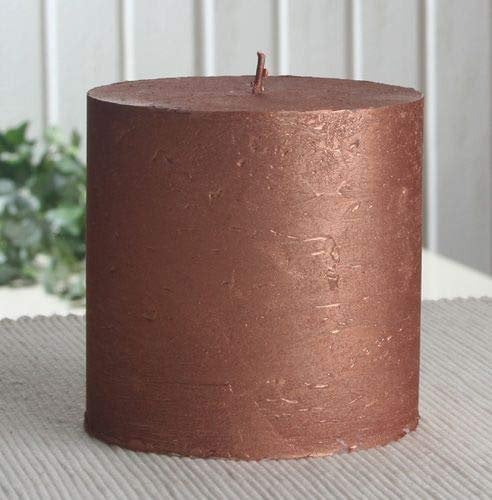 CandleCorner Rustik-Kerzen: Kupfer-metallic, 10 cm Ø, Zylindrisch, Unparfümiert, Rustikal, Feier/Feste