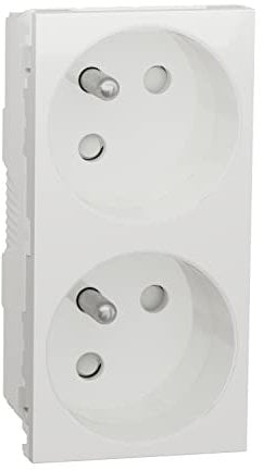Unica - Enchufe doble 2P + T - FR - 45° - Conexión rápida - Blanco - Meca sola