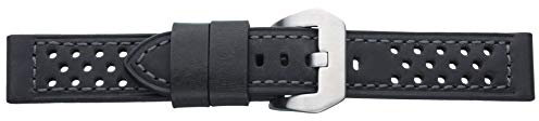 Eichmüller massives 24mm XXL Leder Uhren Armband gelocht Schwarz Ersatzband