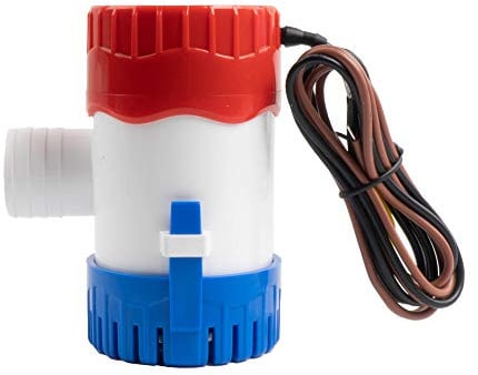 Sanuke 1100GPH Bilge Pump for Boats, 1-1/8 Outlet, 12V Manual Water Pump