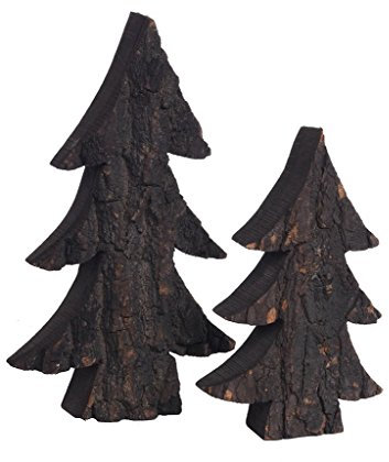 Unbekannt Deko Baum Mini Tannenbaum Holz Tanne mit Rinde Eiche Schwarz | versch. Grössen (25)