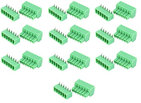 Terminali a 6 pin , Morsettiera di cablaggio a 300 V , 10 coppie Morsettiera a vite a 6 pin , Terminali a innesto femmina maschio passo 3.81mm , per elettronica, apparecchiature di comunicazione