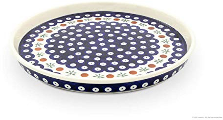 Bunzlauer Keramik Telller flach mit 2,5 cm Rand, Ø 24,5 cm, Dekor 41