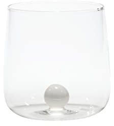 Zafferano Bilia Tumbler en Verre - Verre Transparent Fait Main, Décoré d'une Boule de Verre Coloré à L'Intérieur, cl 44 h 90mm d 88mm - Set 6 pièces - Blanc
