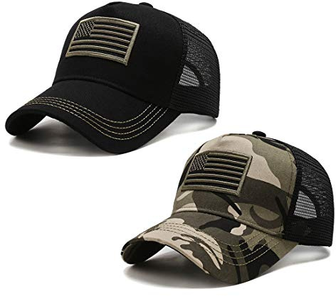 Idopy USA American Flag Army Militär Stil Mesh Baseball Cap Hut
