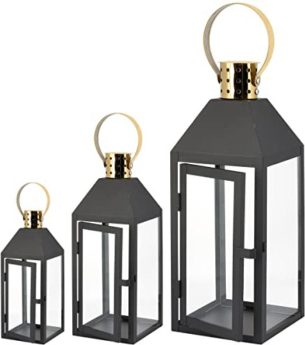 Laterne 3er Set XXL Gartenlaterne Metall Windlicht Laternen Kerzenhalter Set Kerzenleuchter F34