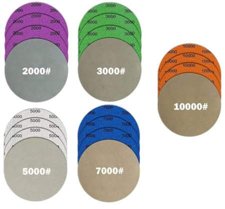 5 Inch 20Pcs Wet Dry Sandpaper: 2000/3000/5000/7000/10000 Grit Silicon Carbide Hook and Loop Sanding Discs for Random Orbital Sander Automotive Wood Glass Metal Polishing & Sanding