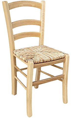 okaffarefatto zimbardi costanza Chaise Venise en bois massif avec assise en paille de riz teinte naturelle