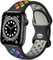 Epova Sport Cinturino in Silicone Compatibile con Apple Watch 40mm 38mm 41mm 42mm, Traspirante Cinturini di Ricambio per iWatch SE Series 10 9 8 7 6 5 4 3 2 1, Nero/Arcobaleno, Grande