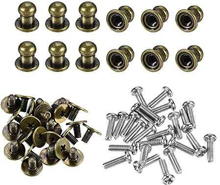 sourcing map 5mm Head Dia. Round Knobs Pull Handle, 24pcs Zinc Alloy for Drawer Pulls Gift Box Cabinet Door Knobs with Screws, Bronze Tone