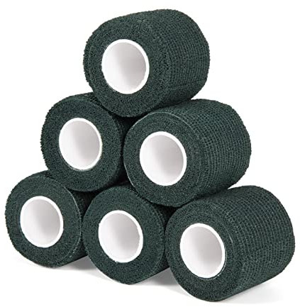 6 Rotoli Benda Elastica Bendaggio Autoadesivo Salvapelle Sport Nastro Adesiva Coesiva Benda Elastica Coesiva Fasciatura Adesiva Sportivo per Mani, Piedi, Ginocchia, Braccia 5cm x 4,5m (Verde Scuro)