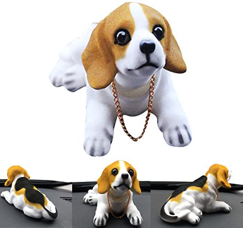 Lzhixin Wackelkopf Hund,Wackeldackel,Wackelkopf Spielzeug,6.5cm*15cm*8cm,für Auto,Auto Armaturenbrett Dekoration(Beagle), Gelb