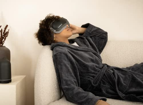 Tubble® Masq Augenmassagegerät mit Wärme & Vibration - Lindert Augenringe & Trockene Augen - Verbessert Schlafqualität - Weiches Öko-Leder - Wiederaufladbar - Onyx Schwarz