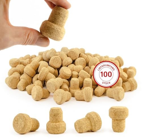Cleverbrand 100 Korken, Bastelkorken, Weinkorken, Flaschenkorken, Ideal zum Basteln und dekorieren, Korpus Durchmesser Ø 12 mm, Kopf Durchmesser Ø 27 mm – Made in Portugal