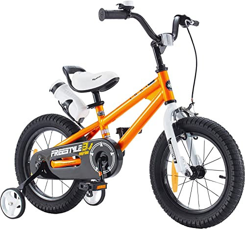 Royal Baby Freestyle Kinderfahrrad Jungen Mädchen mit Handbremse und Rücktritt 14 Zoll Fahrrad Orange