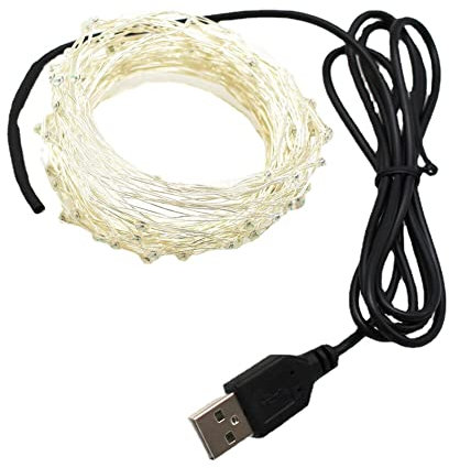 ansu Striscia luminosa a LED USB con filo di rame, impermeabile, per Natale, 1 m, 10 LED